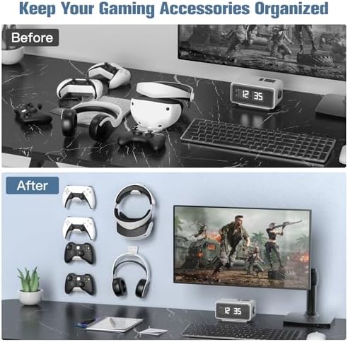 KUNSLUCK 2 Pack Controller Wall Mount for PS5, Xbox, Switch Controller, Wall Mount Stand for Controller&Headset, Adhesive/Screws Installation (White) - Image 5