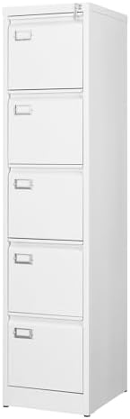 5 Drawer File Cabinet with Lock Metal Vertical File Cabinet Office Home Vertical File Cabinet for A4 Legal/Letter Size Narrow File Cabinet Locked,Assembly Required by BYNSOE