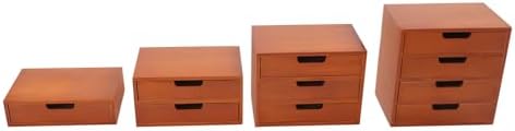 4-Piece Wood Drawer Cabinet Set, Desktop Storage Organizers, 10-Drawer Tabletop Storage Organizer, Desktop Wood Stackable Drawer Cabinet for Home Office Dormitory(Brown) - Image 7