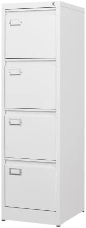 4 Drawer File Cabinet with Lock Metal Vertical File Storage Cabinet Office Home Steel Vertical File Cabinet for A4 Legal/Letter Size Narrow File Cabinet Locked,Assembly Required by BYNSOE