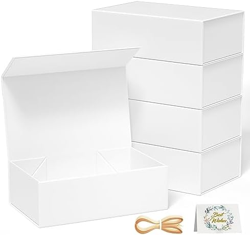 5 Pack White Gift Box, 12x6x4'' Gift Boxes with Lids for Presents by RYDDOY