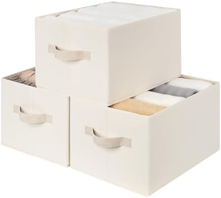 StorageWorks Closet Storage Bins, Beige (Cottlyn Fabric), 3-Pack, Large by StorageWorks