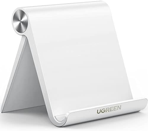 UGREEN Tablet Stand Holder Adjustable Portable Desktop Dock Office Compatible with iPad Pro 11 9.7 10.5 Air Mini 5 4 3 2 iPhone 18 17 16 15 14 13 12 White by UGREEN