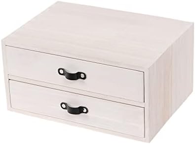Desk Organizer Drawers for Office Supplies Kitchen Storage - Wood Makeup Organizer Box/Countertop Drawers Chest for Dresser Wooden Cabinet Printer Stand Machine Shelf White (FAX2C-WH） by DDYURI