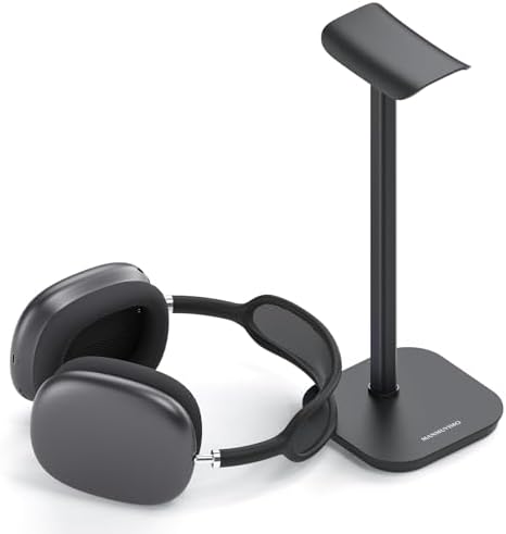 Headphone Stand, Aluminum Desk Headset Earphone Holder (Black) by MANMUVIMO