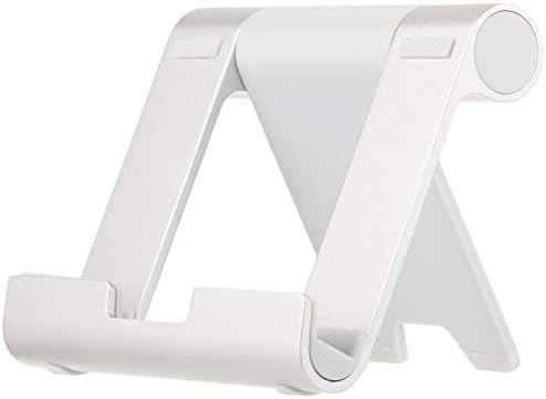 Amazon Basics Multi-Angle Portable Foldable Stand for Tablets, E-Readers and Phones, Non-Slip Desktop Holder for iPads, iPhones, Kindles, Hands-Free Viewing - Silver - Image 2