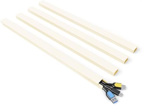 Delamu 56.7in Cord Hider, Cord Covers for 2-3 Wire on Wall, Paintable Cable Hider Wire Covers for Cords, Self-Adhesive Cable Cover Management, Easy Set-up Wires Hiders for TV, W0.95 H0.55in, Beige by DELAMU