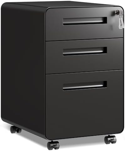DEVAISE 3 Drawer File Cabinet with Lock, Fully Assembled Except Casters by DEVAISE