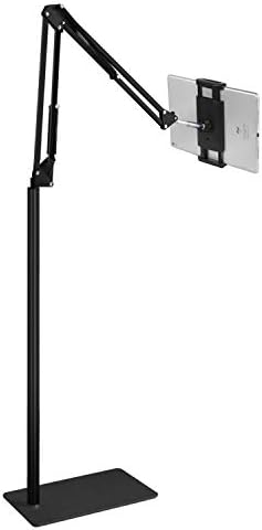 Tablet Floor Stand with 5LB Metal Base, Overhead Bed Phone Stand Angle Height Adjustable Holder, Universal Floor Stand Compatible with iPhone iPad Pro Air Mini, Samsung Tab, Kindle, E-Readers by Elekpopu
