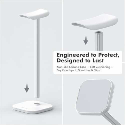 Headphone Stand, Aluminum Desk Headset Earphone Holder (White) - Image 5