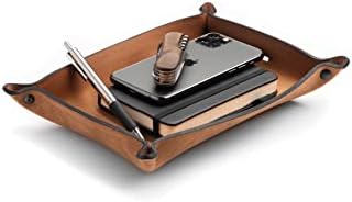 Main Street Forge Leather Valet Tray for Men – Rustic EDC Organizer for Keys, Phone & Wallet – Made in USA - Charred Oak by MainStreetForge