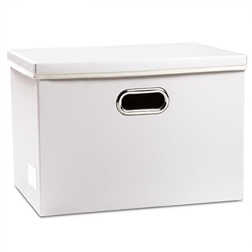 Leather Foldable Storage Bins with Lids,Closet Storage Boxes 40L by Prandom