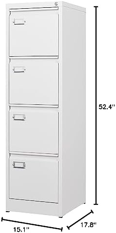 4 Drawer File Cabinet with Lock Metal Vertical File Storage Cabinet Office Home Steel Vertical File Cabinet for A4 Legal/Letter Size Narrow File Cabinet Locked,Assembly Required - Image 3