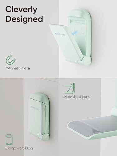 MAMUVIMO Headphone Stand, Headset Stand Foldable ＆ Sticky, Headphone Holder Hook Mount with Non-Slip Silicone, Adhesive Earphone Desk Hanger Clip Space-Saving for Airpods Max, All Earphones- Green - Image 5