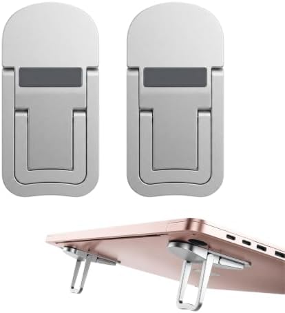Silver Laptop and Keyboard Riser for Desk, Ergonomic Adjustable Stand with 13° and 8° Angles, ABS Anti-Slip Computer Lifter with Nano Adhesive, Portable for Office, Home, and Travel by lyforx