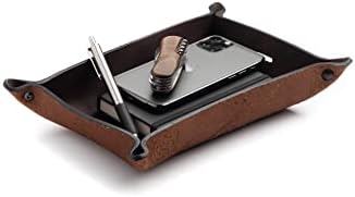Main Street Forge Leather Valet Tray for Men – Rustic EDC Organizer for Keys, Phone & Wallet – Made in USA – Whiskey Barrel Brown by MainStreetForge