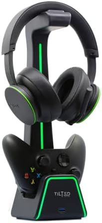 3 in 1 Gaming Headset and Controller Stand for PS5 and Xbox Series X Charging Station - Game Controller Holder and Headphone Stand for Desk with PlayStation and Xbox Magnetic Charger by TiltedNation