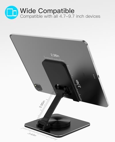 Adjustable Phone & Tablet Stand, Fits 4–9.7in Devices, Black - Image 4