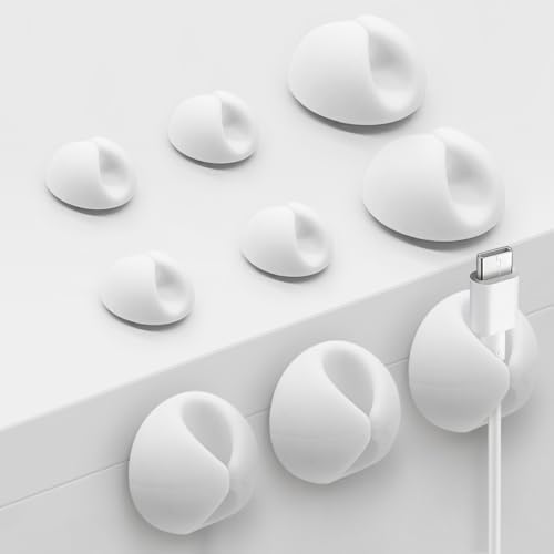 Cable Clips, Phone Cord Organizer for Wire Management, White 9 PCS by MYKURS