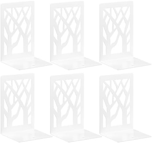 VFINE Withe Book Ends 6 Pieces, Tree Design Decorative Bookends for Shelves by VFINE