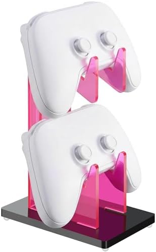 NiHome Rose Pink Acrylic 2-Tier Universal Game Controller Headset Holder Stand for PS5 Xbox ONE Switch Colorful Controller Stand Gaming Accessories Anti-Slip Stable Acrylic Clear Headphone Holder by NiHome