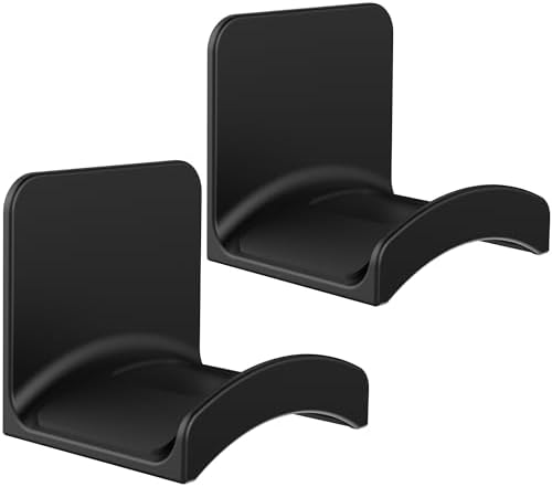 Headphone Stand Headset Holder - Adhesive Gaming Earphones Hanger, Universal Desk Wall Mount Hook for All Headphone/Controller, Compatible with Beats, AirPods Max,Sony, JBL (Black-2PCS) by SOKUSIN