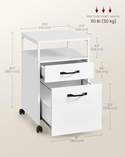 VASAGLE 2 Drawer File Cabinet, Rolling Printer Stand - Image 3