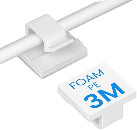 30 Pcs Small White Adhesive Cable Clips for wall, Cord Holder for Desk car by TEZOP