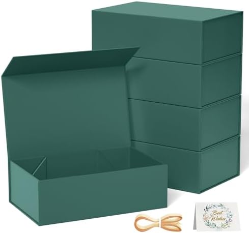 5 Pack Green Gift Box, 9.5x6x3'' Gift Boxes with Lids for Presents by RYDDOY