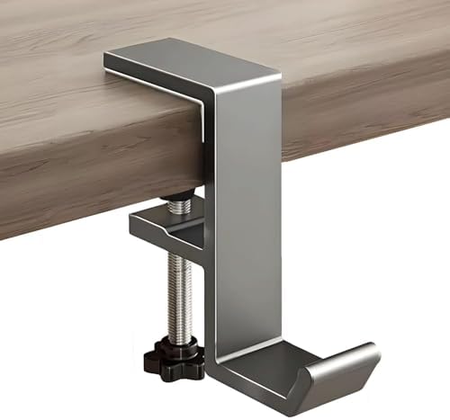 Headphone Stand - Aluminum Alloy Headphone Holder, Under Headset Stand for Desk Fit for PC Gaming Headset Hanger Hook Suitable for Office, Computer, Student Class Desk, Handmade Creator Table (Grey) by JAKO