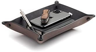 Main Street Forge Leather Valet Tray for Men – Rustic EDC Organizer for Keys, Phone & Wallet – Made in USA – Avalanche Gray by MainStreetForge