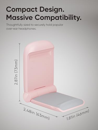 MAMUVIMO Headphone Stand, 2 Pack Headset Stand Foldable＆Sticky, Headphone Holder Hook Mount with Non-Slip Silicone, Adhesive Earphone Desk Hanger Clip Space-Saving for Airpods Max, All Earphones-Pink - Image 7
