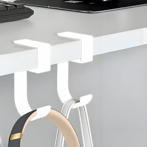 JAKO Headphone Stand, Headset Stand for Desk Aluminum Alloy Headphone Holder Hanger with Fit for Computer Accessories, Study Desk Hook for Xbox/PS4 Gaming Headset, Office, Computer Desk (2 Pcs White) - Image 4