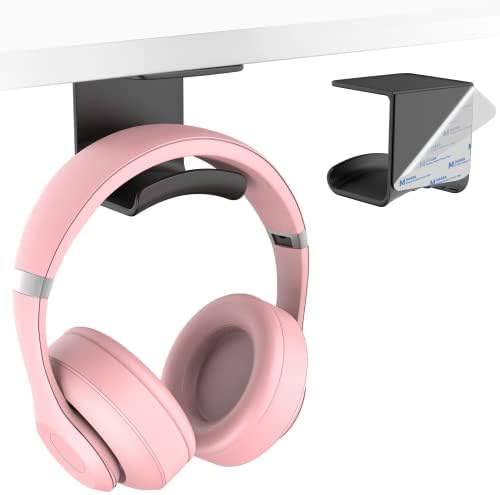 Under Desk Headphone Hanger, Adhesive Hook, Black 1 Pack by HomeMount