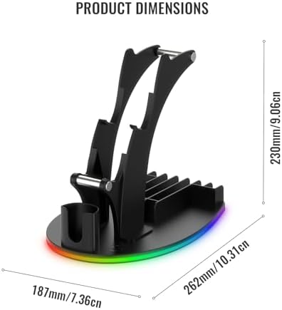 RGB Gaming Controller Holder for Steam Controller 2/ Ps5 / Xbox/Switch, Headphone Stand with 5 RGB Lights Modes, Gaming Organizers and Storage with USB Charging and Type-C (Black) - Image 7