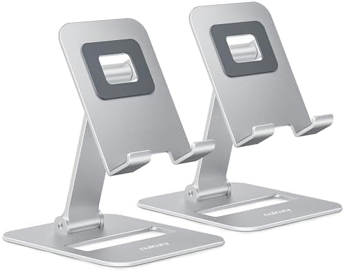 Nulaxy 2 Pack Aluminum Dual Folding Cell Phone Stand for Desk Silver&Silver by Nulaxy