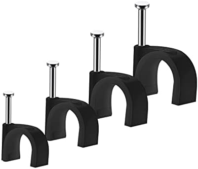 Cable Nails Clips, 400 Pcs, 4mm 6mm 8mm 10mm, Wire Wall Clips, Black by Abnii