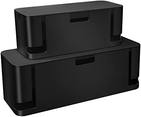 ZhiYo 2 Pack Cable Management Box, Medium & XL, Power Strip Organizer Black by ZhiYo