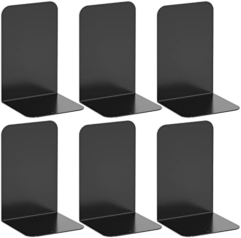 VFINE Book End 3 Pairs, Black Shelf Bookends , Book Stopper for Heavy Books by VFINE