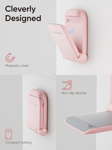 MAMUVIMO Headphone Stand, 2 Pack Headset Stand Foldable＆Sticky, Headphone Holder Hook Mount with Non-Slip Silicone, Adhesive Earphone Desk Hanger Clip Space-Saving for Airpods Max, All Earphones-Pink - Image 6