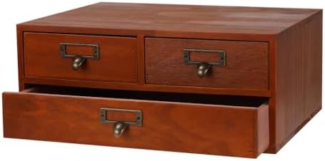 Wooden Drawers Apothecary Cabinet Brown Wood Desktop Organizer Box by Unknown