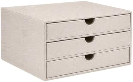 Document Organizer, 3-Drawer File Cabinet Document Storage Box, Office Desktop Filing Organizer, Beige by UnionBasic