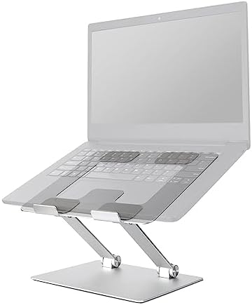 Amazon Basics Sturdy and Portable Ergonomic Laptop Stand for Desk, Height Adjustable Riser with Ventilated Cooling, Foldable, Fits all Laptops up to 15.6 Inch, Silver - Image 5