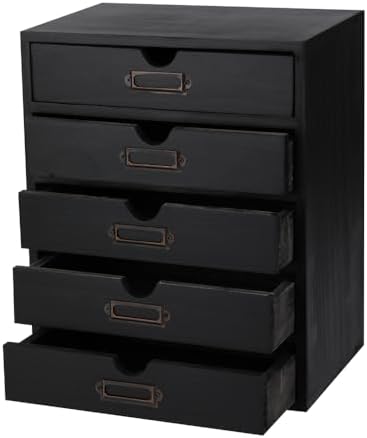 Small Wooden Drawers Wooden Box with Drawer, Black 5 Wood Drawer by Unknown