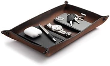 Main Street Forge Leather Valet Tray for Men – Rustic EDC Organizer for Keys, Phone & Wallet – Made in USA – Bootlegger Brown by MainStreetForge