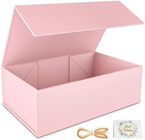 RYDDOY Pink Gift Box, 13.8x9.5x4.3'' Large Gift Boxes with Lids by RYDDOY