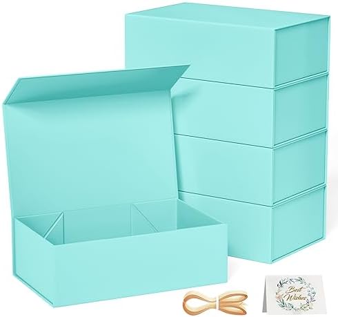 5 Pack Turquoise Gift Box,12x6x4'' Gift Boxes with Lids for Presents by RYDDOY