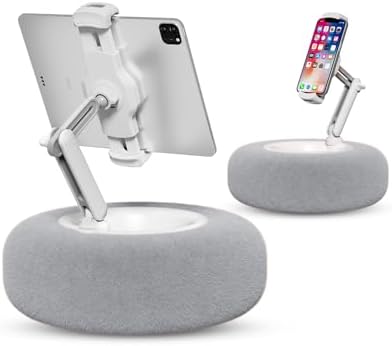 Viozon Tablet Stand with Pillow, Compatible with 4.7"-13" Phone/Tablet, iPad, iPhone, Samsung, Google, Kindle, 360°Adjustable Phone Holder for Bed with Soft Plush Fabric, and Detachable Bowl, Grey by viozon