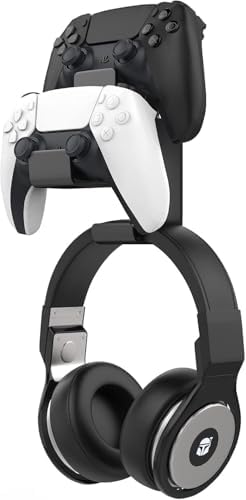 MoKo Controller Wall Mount, Dual Gamepad Headphone Hanger for Xbox PS5 by MoKo