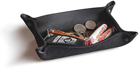 Main Street Forge Leather Valet Tray for Men – Rustic EDC Organizer for Keys, Phone & Wallet – Made in USA – Midnight Black by MainStreetForge